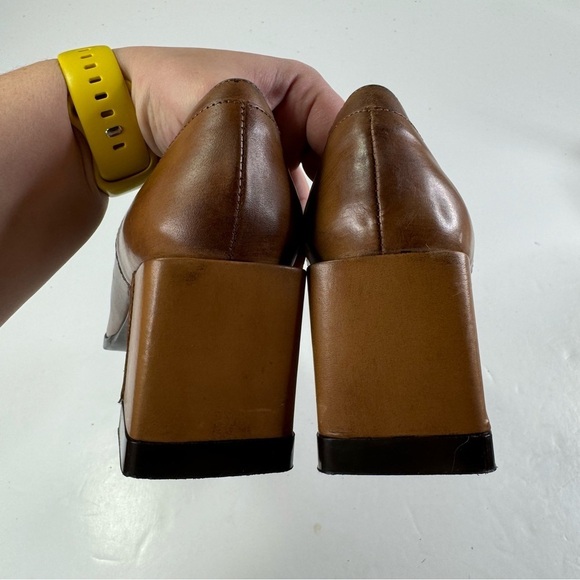 Blay Square Toe Brown Leather Pumps Size 38 - Picture 7 of 11